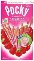 Бисквитный палочки Pocky (Поки) " Клубника" в форме сердечек, 57,6 гр