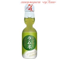 Японский газированный напиток Рамунэ со вк. зеленого чая матча, 200 мл